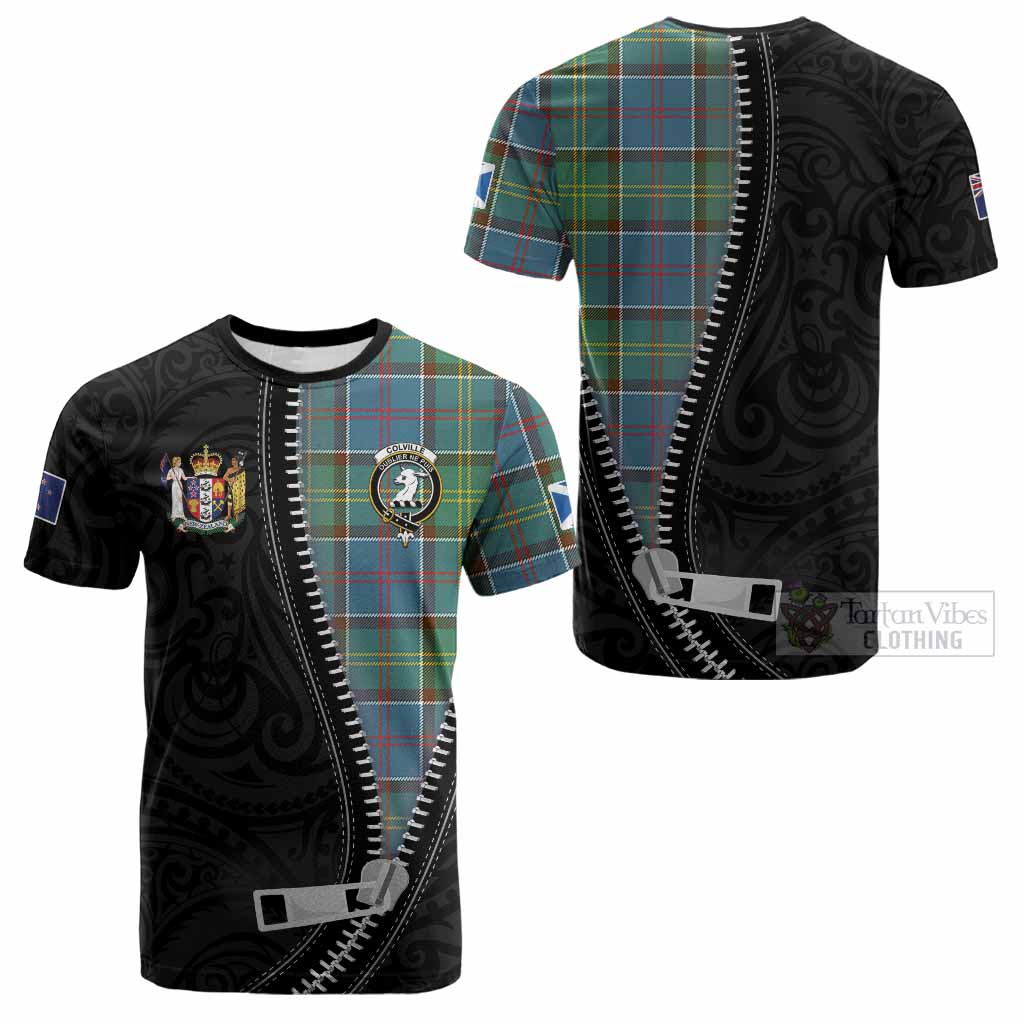 Colville Tartan Cotton T-shirt New Zealand Pattern Unique Zipper Stylized