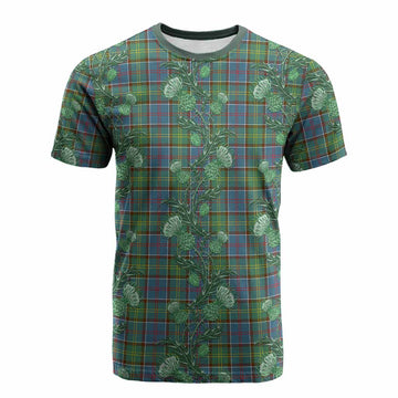 Colville Tartan Cotton T-shirt Seamless Scottish Thistle Flowers