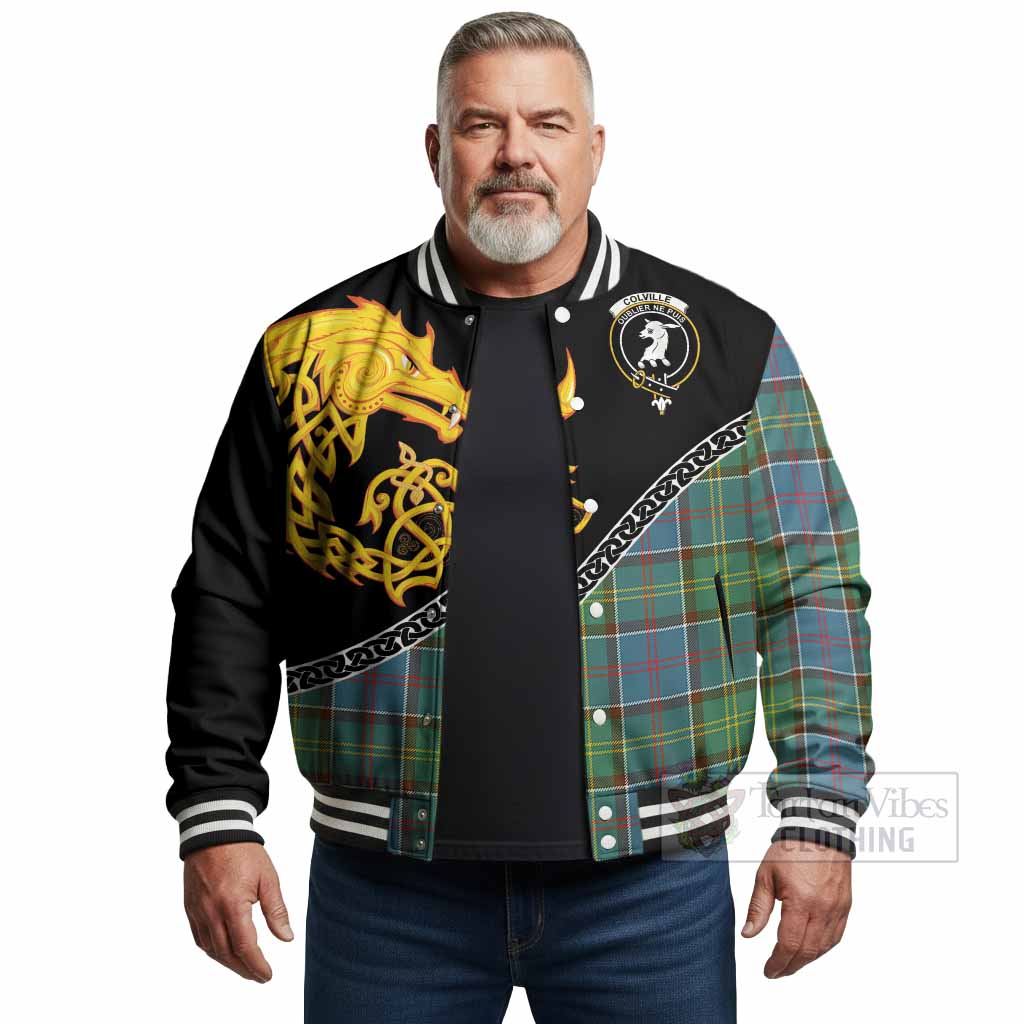 Colville Tartan Crest Baseball Jacket Legendary Dragon Knot Half Style