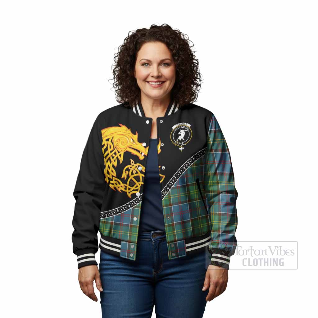 Colville Tartan Crest Baseball Jacket Legendary Dragon Knot Half Style
