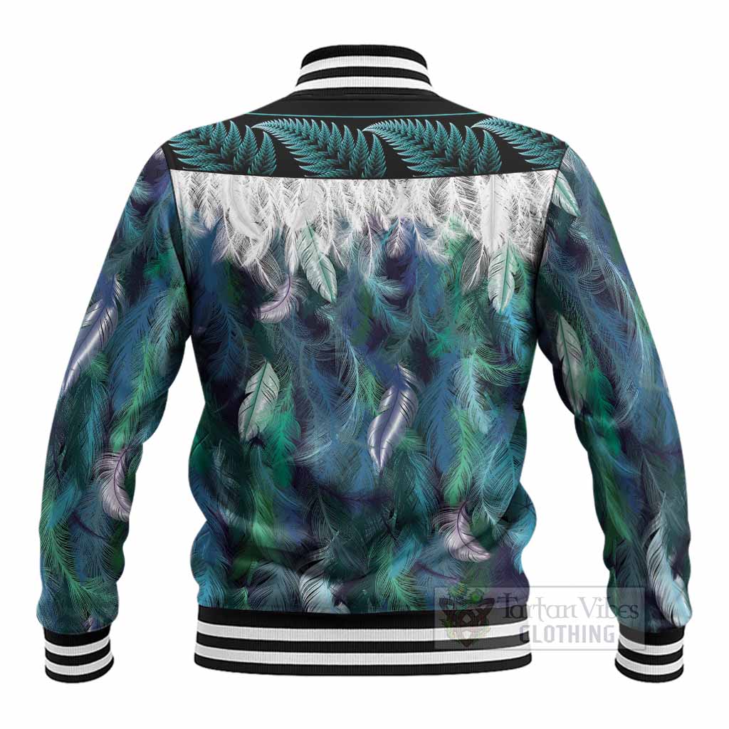 Colville Tartan Crest Baseball Jacket New Zealand Maori Korowai Cloak