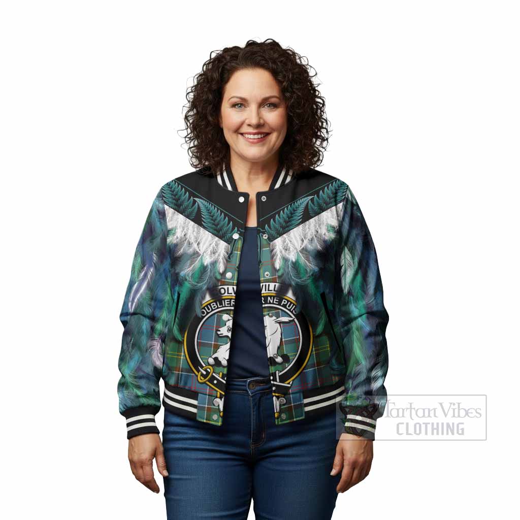 Colville Tartan Crest Baseball Jacket New Zealand Maori Korowai Cloak