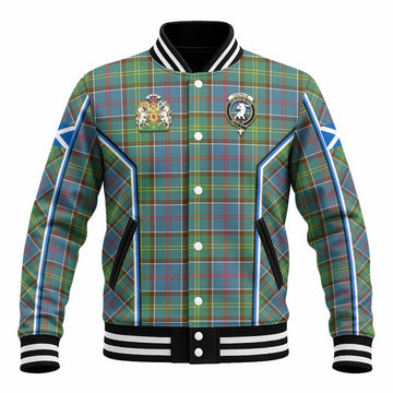 Colville Tartan Crest Baseball Jacket Scotland Coat of Arm Flag Style - Tartan Vibes Clothing