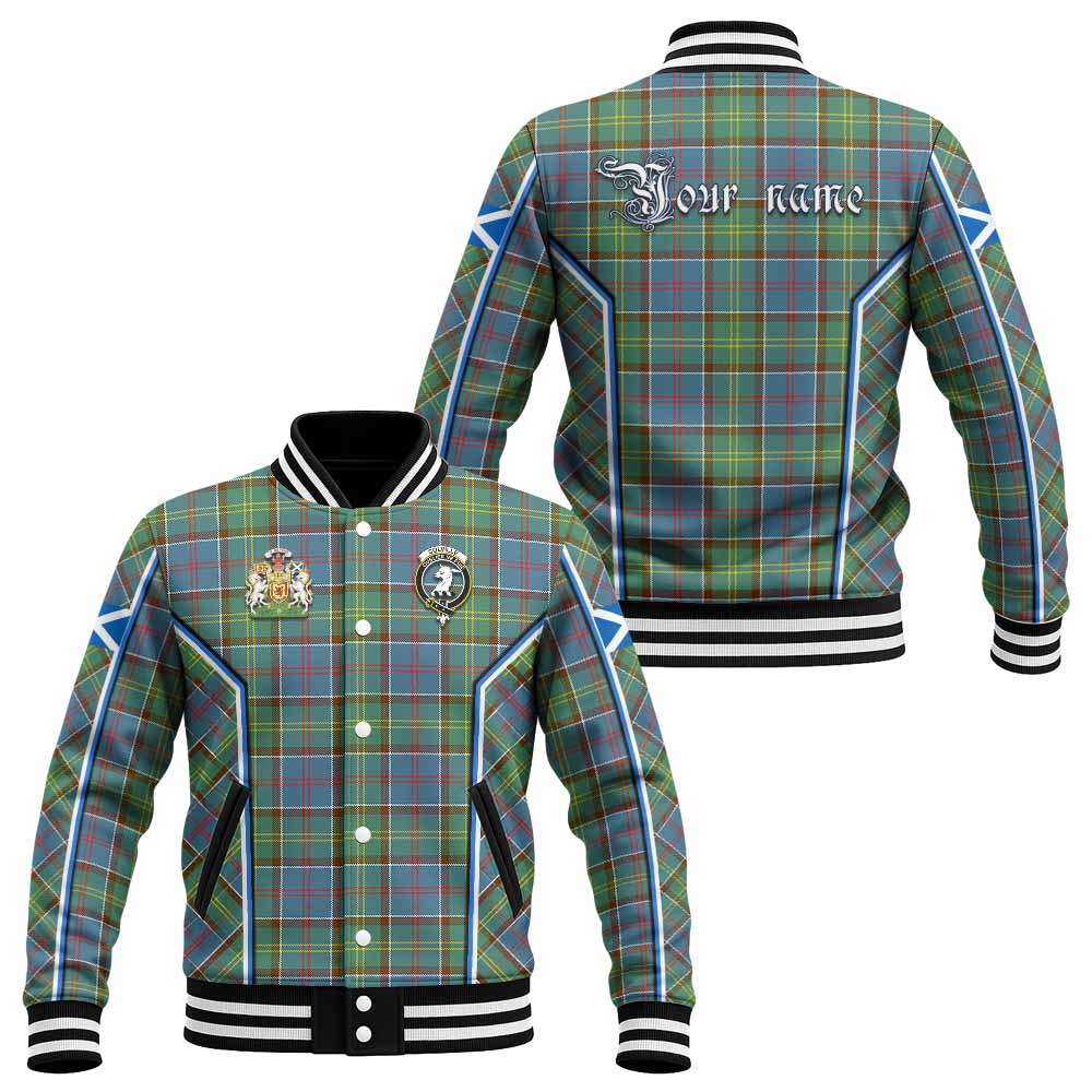 Colville Tartan Crest Baseball Jacket Scotland Coat of Arm Flag Style - Tartan Vibes Clothing
