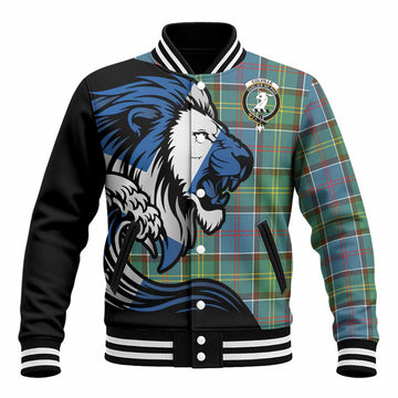 Colville Tartan Crest Baseball Jacket Scottish Golden Lions Wave Flow