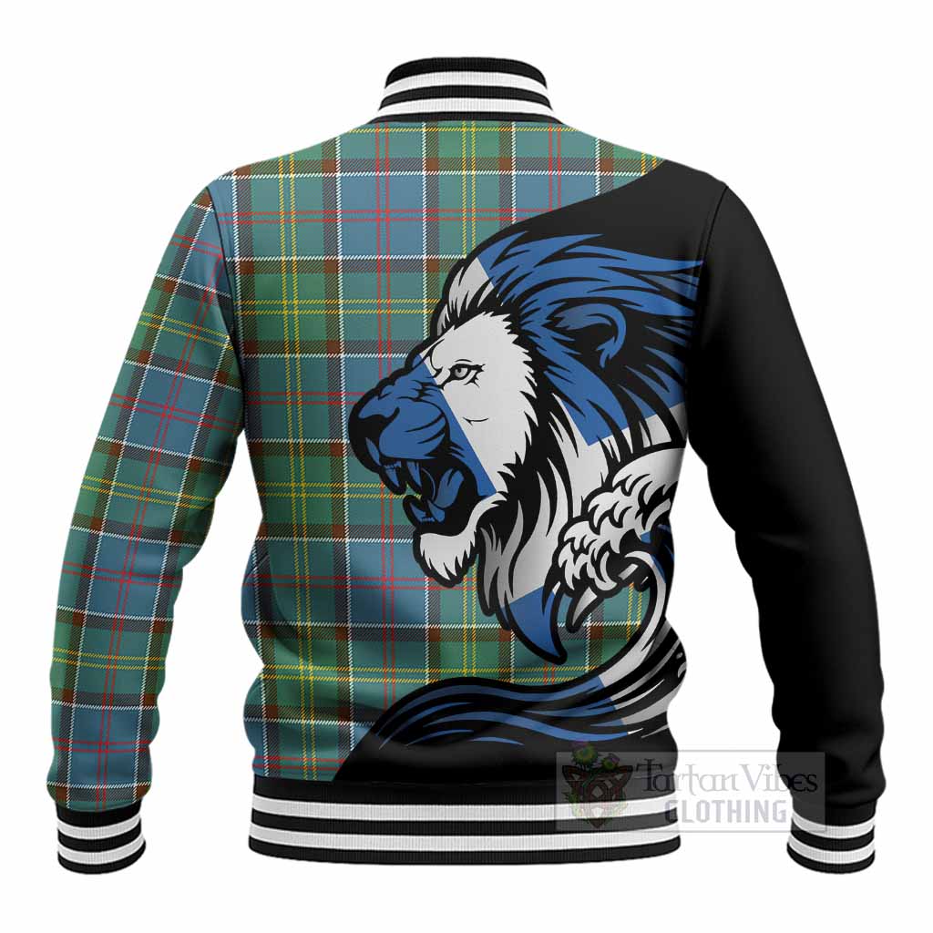 Colville Tartan Crest Baseball Jacket Scottish Golden Lions Wave Flow