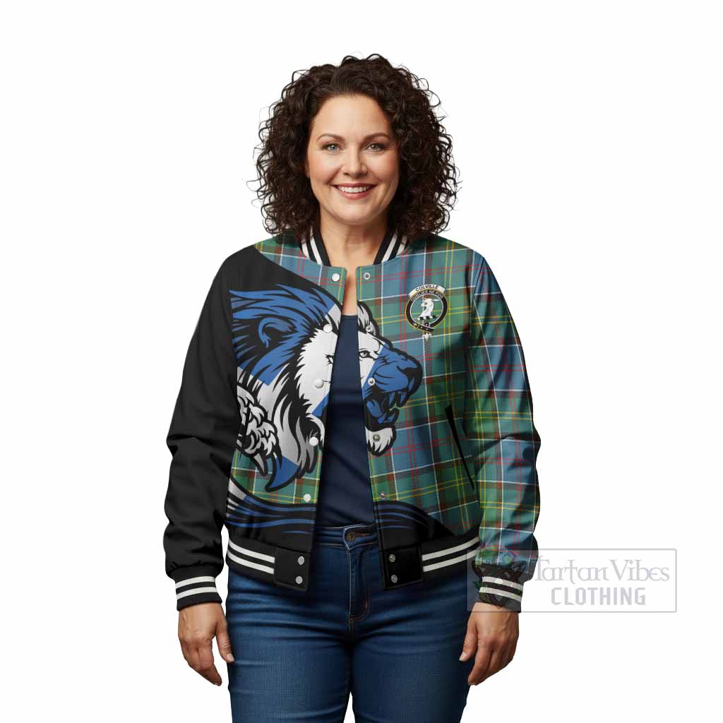 Colville Tartan Crest Baseball Jacket Scottish Golden Lions Wave Flow