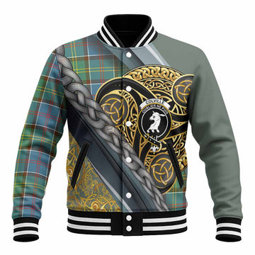 Colville Tartan Crest Baseball Jacket Scottish Triskele Celtic