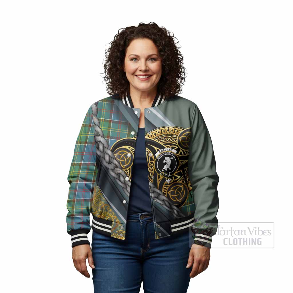 Colville Tartan Crest Baseball Jacket Scottish Triskele Celtic