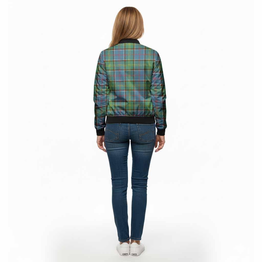 Colville Tartan Crest Bomber Jacket Ferocious Lion Style