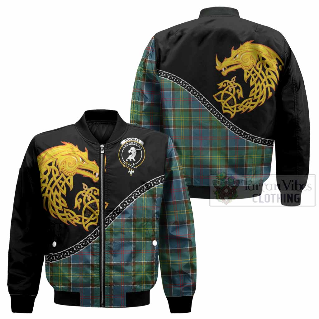 Colville Tartan Crest Bomber Jacket Legendary Dragon Knot Half Style