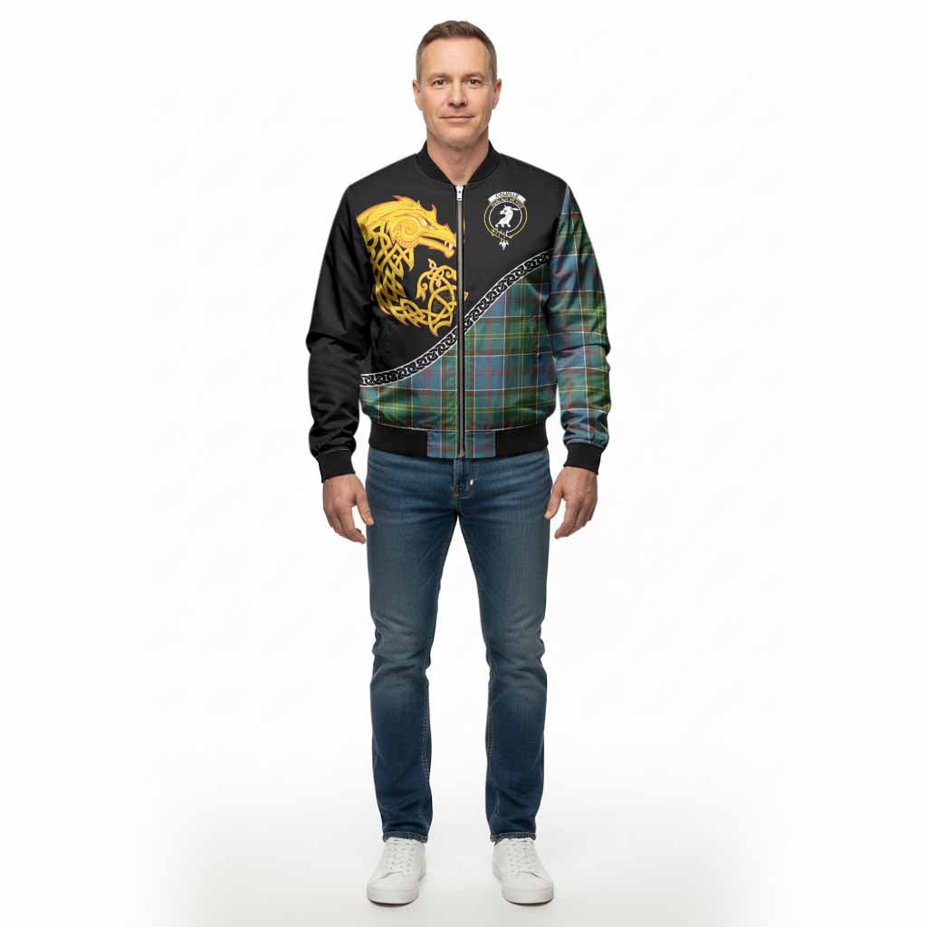 Colville Tartan Crest Bomber Jacket Legendary Dragon Knot Half Style