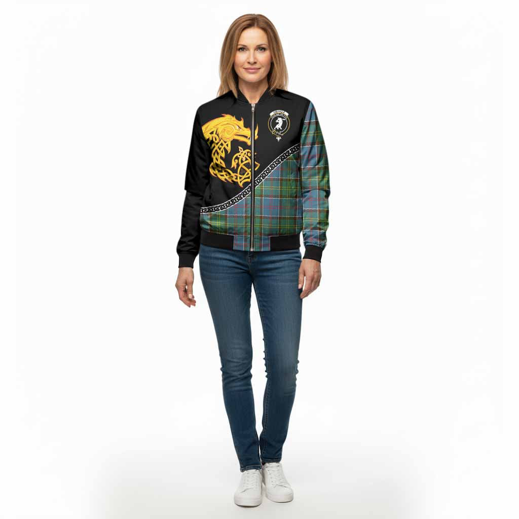 Colville Tartan Crest Bomber Jacket Legendary Dragon Knot Half Style