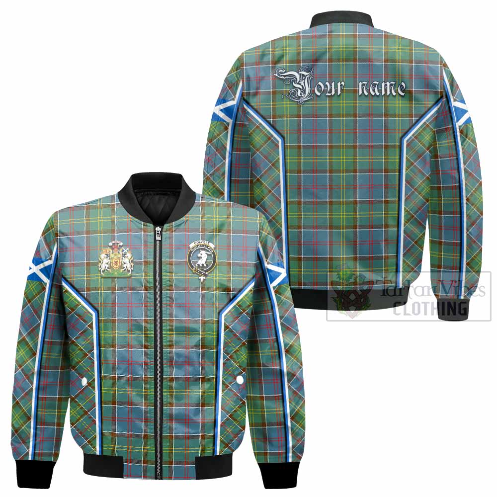Colville Tartan Crest Bomber Jacket Scotland Coat of Arm Flag Style - Tartan Vibes Clothing