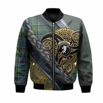 Colville Tartan Crest Bomber Jacket Scottish Triskele Celtic
