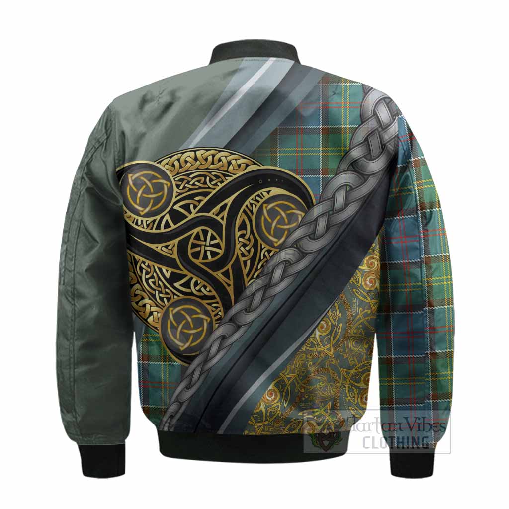Colville Tartan Crest Bomber Jacket Scottish Triskele Celtic