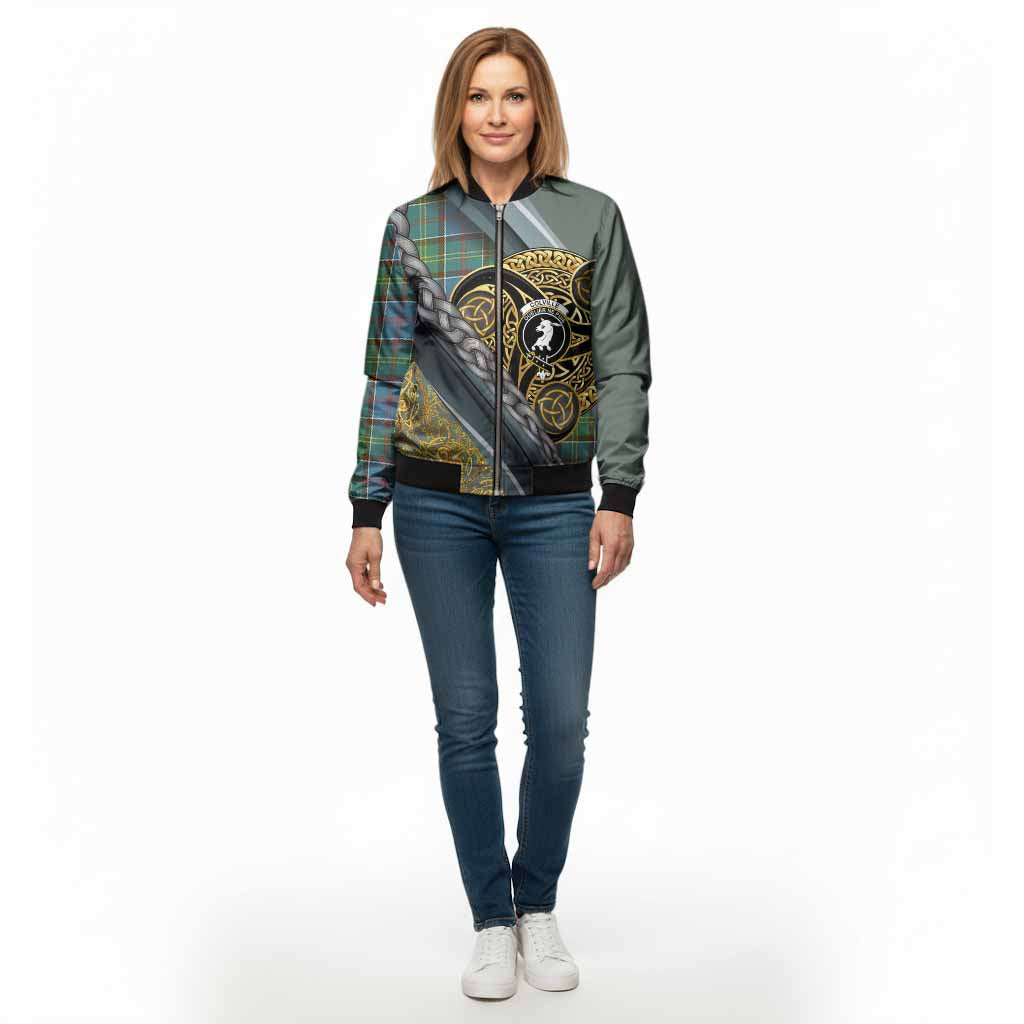 Colville Tartan Crest Bomber Jacket Scottish Triskele Celtic