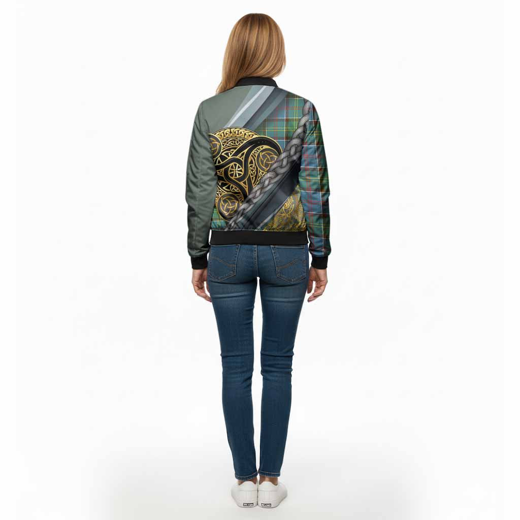 Colville Tartan Crest Bomber Jacket Scottish Triskele Celtic