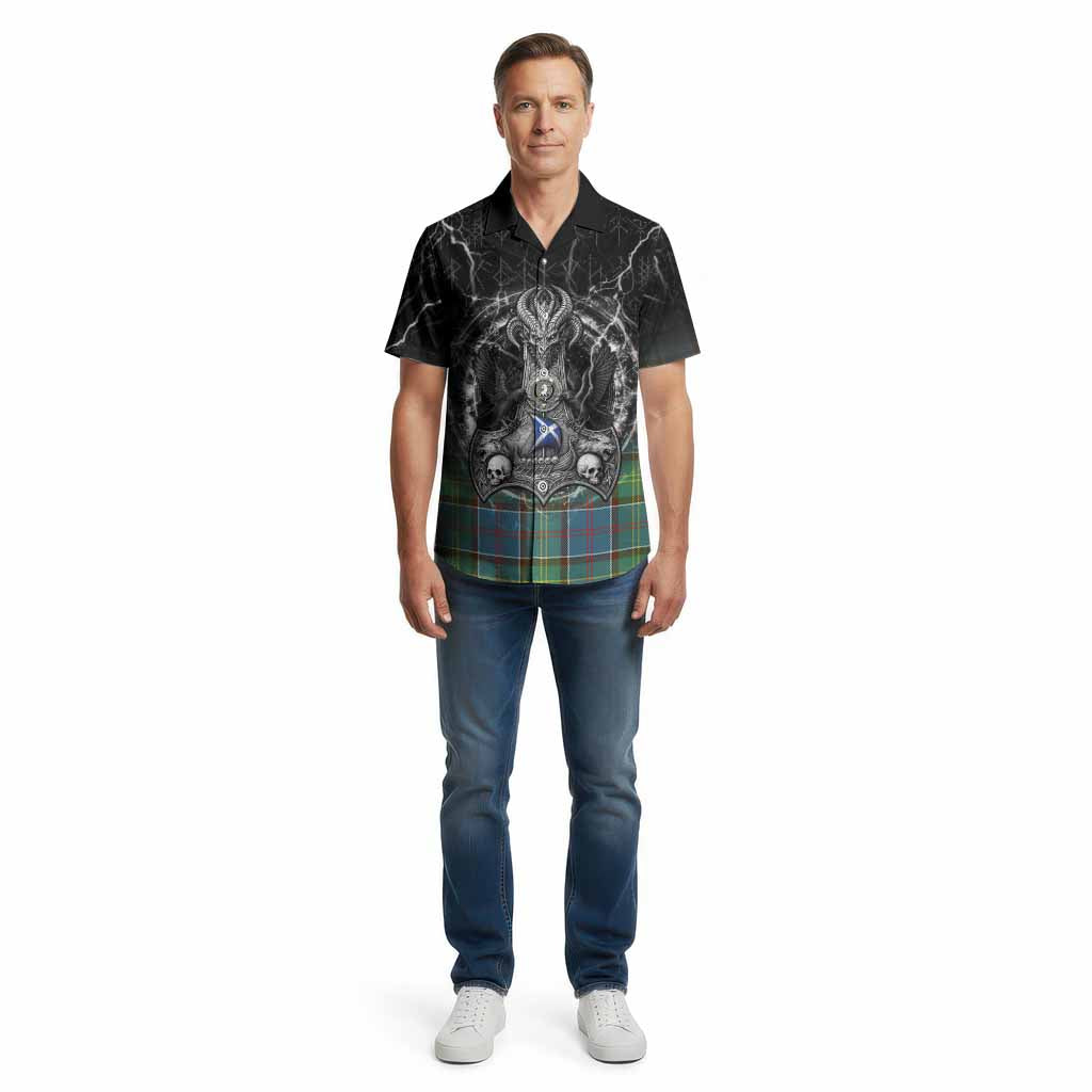 Colville Tartan Crest Cotton Hawaiian Shirt Celtic Odin's Raven Legacy
