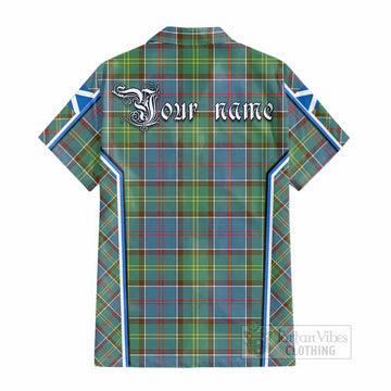 Colville Tartan Crest Cotton Hawaiian Shirt Scotland Coat of Arm Flag Style
