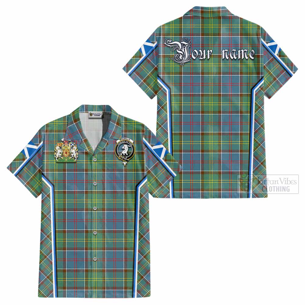 Colville Tartan Crest Cotton Hawaiian Shirt Scotland Coat of Arm Flag Style - Tartan Vibes Clothing