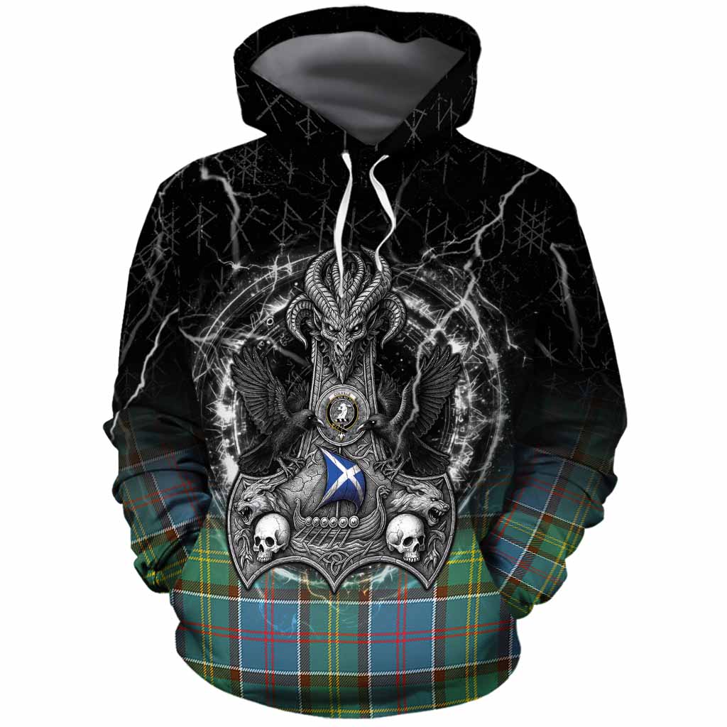 Colville Tartan Crest Cotton Hoodie Celtic Odin's Raven Legacy