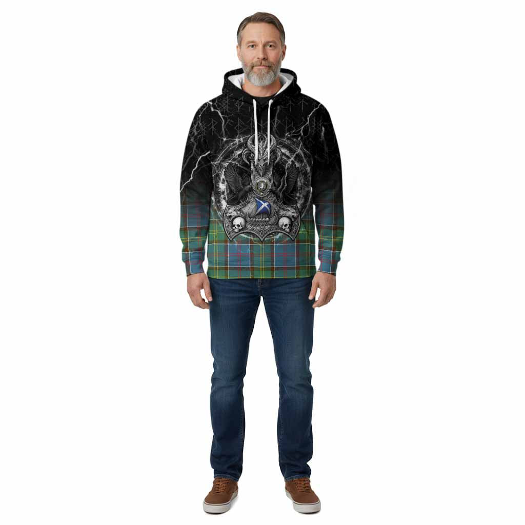 Colville Tartan Crest Cotton Hoodie Celtic Odin's Raven Legacy