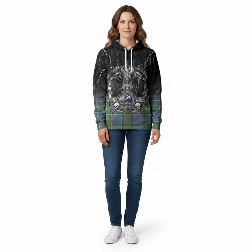 Colville Tartan Crest Cotton Hoodie Celtic Odin's Raven Legacy