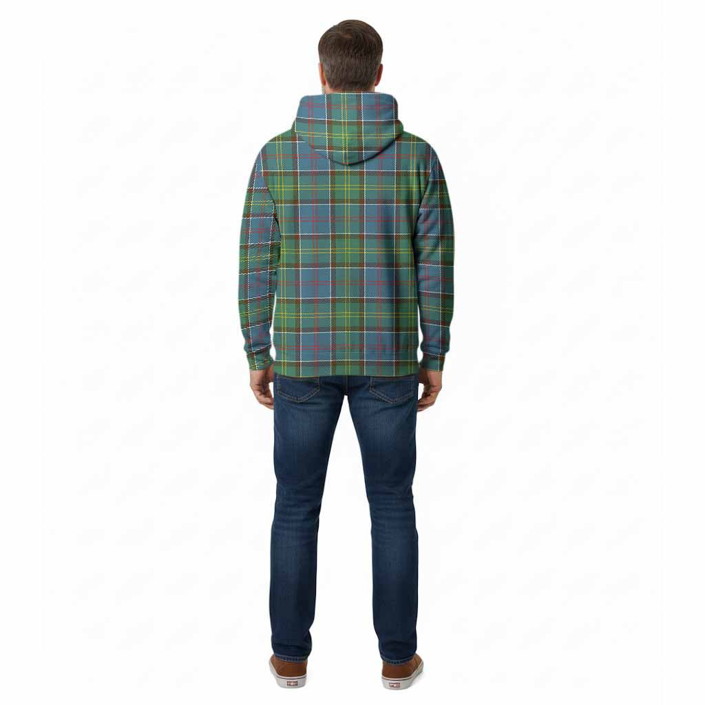 Colville Tartan Crest Cotton Hoodie Ferocious Lion Style