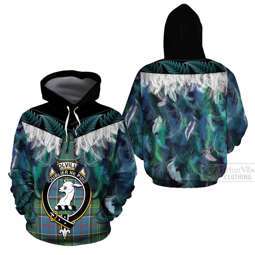 Colville Tartan Crest Cotton Hoodie New Zealand Maori Korowai Cloak