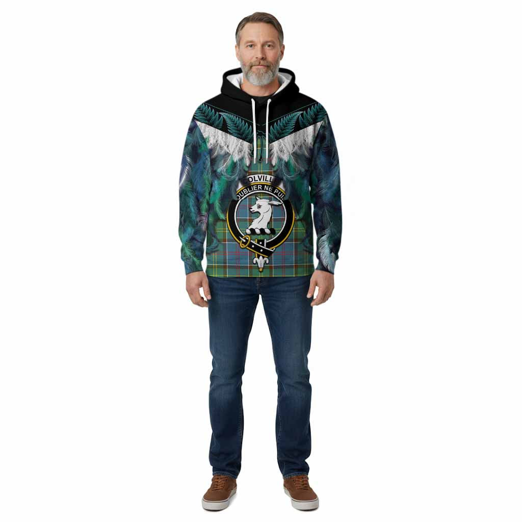 Colville Tartan Crest Cotton Hoodie New Zealand Maori Korowai Cloak