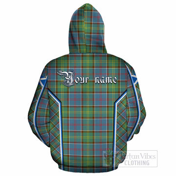Colville Tartan Crest Cotton Hoodie Scotland Coat of Arm Flag Style