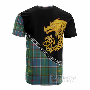 Colville Tartan Crest Cotton T-shirt Legendary Dragon Knot Half Style