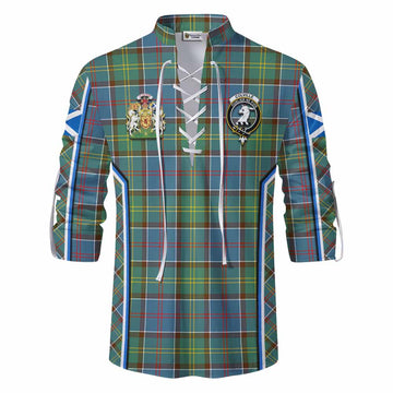 Colville Tartan Crest Ghillie Kilt Shirt Scotland Coat of Arm Flag Style - Tartan Vibes Clothing