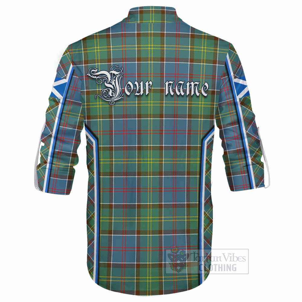 Colville Tartan Crest Ghillie Kilt Shirt Scotland Coat of Arm Flag Style - Tartan Vibes Clothing