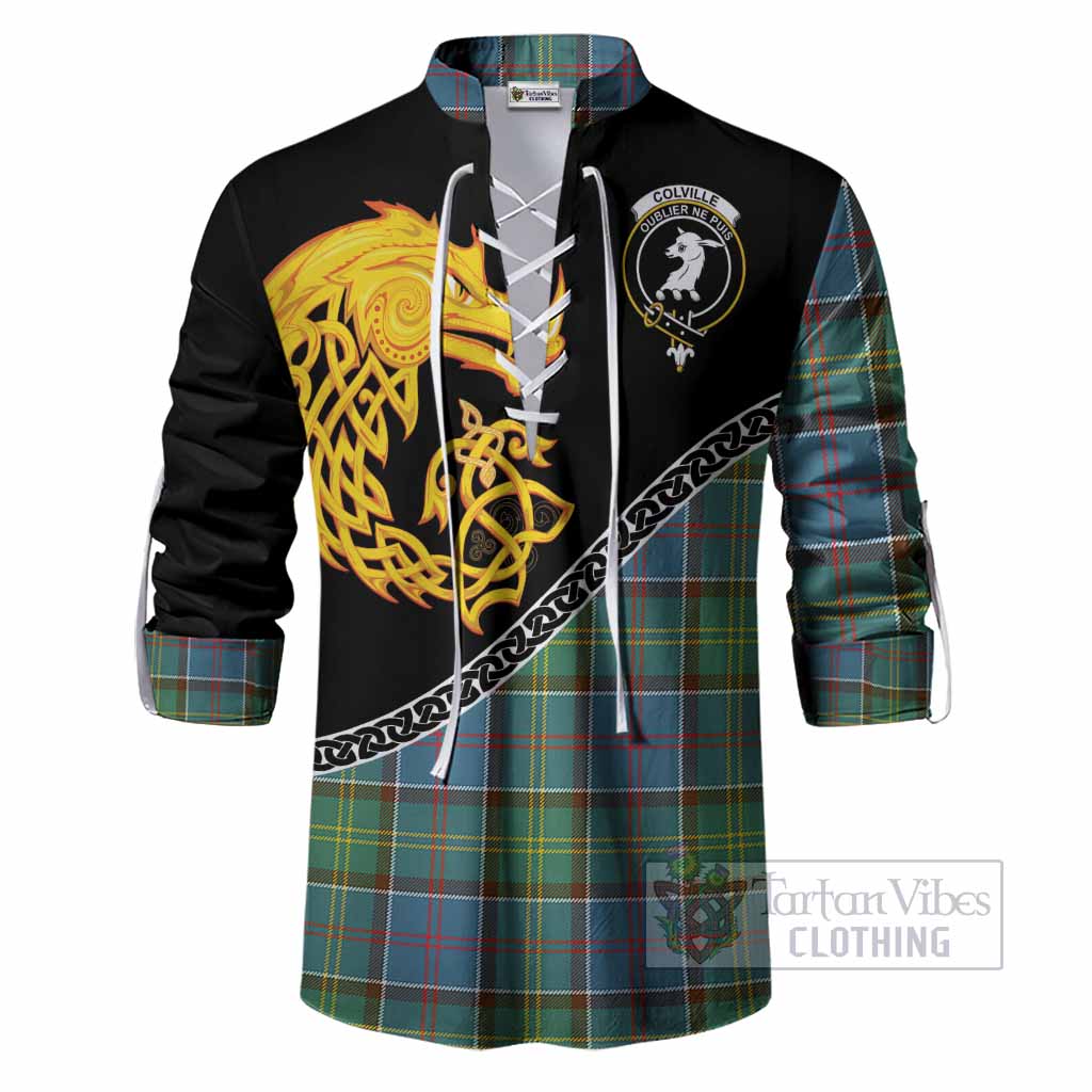 Colville Tartan Crest Ghillie Shirt Legendary Dragon Knot Half Style