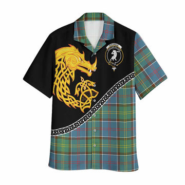 Colville Tartan Crest Hawaiian Shirt Legendary Dragon Knot Half Style