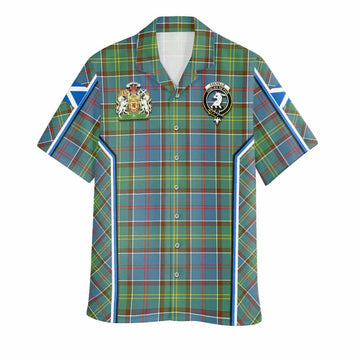 Colville Tartan Crest Hawaiian Shirt Scotland Coat of Arm Flag Style