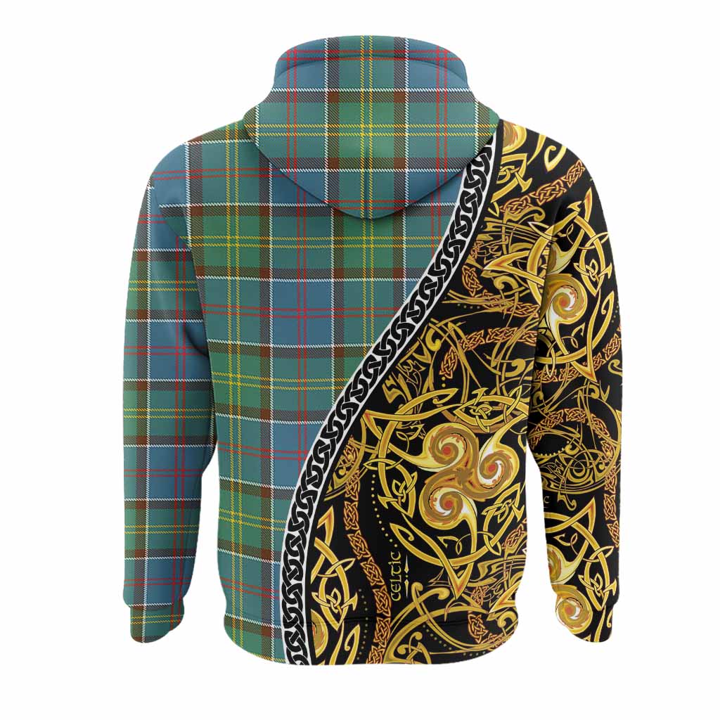 Colville Tartan Crest Hoodie Celtic Knot and Triple Trickle Spiral Symbols