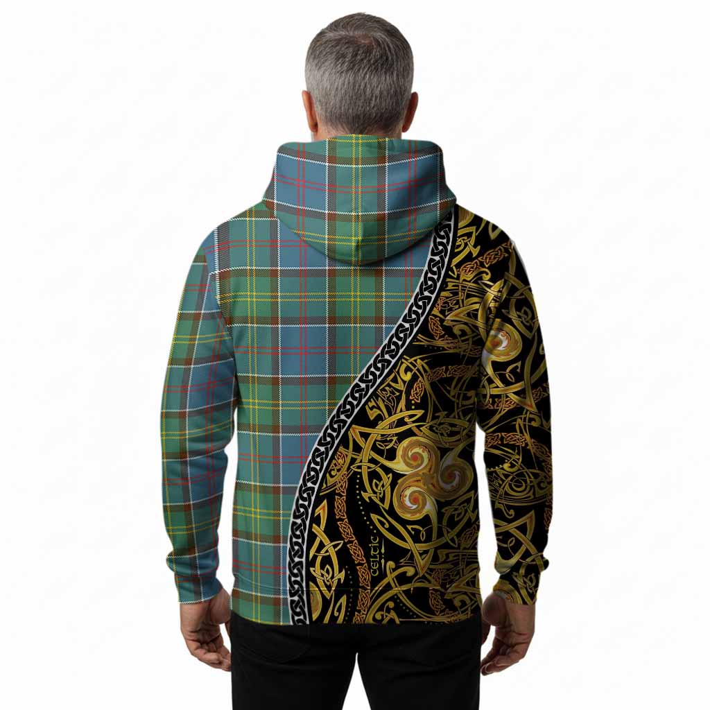 Colville Tartan Crest Hoodie Celtic Knot and Triple Trickle Spiral Symbols