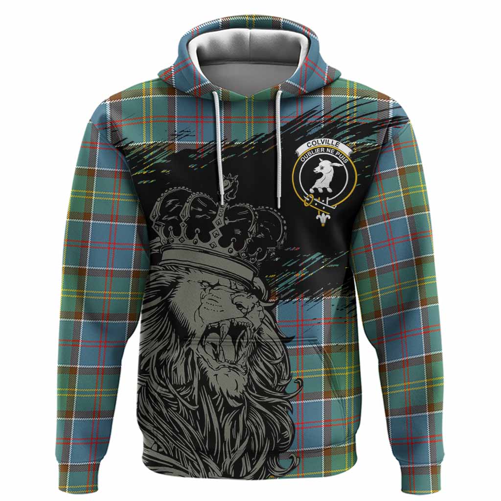 Colville Tartan Crest Hoodie Crowned Lion Heritage Style
