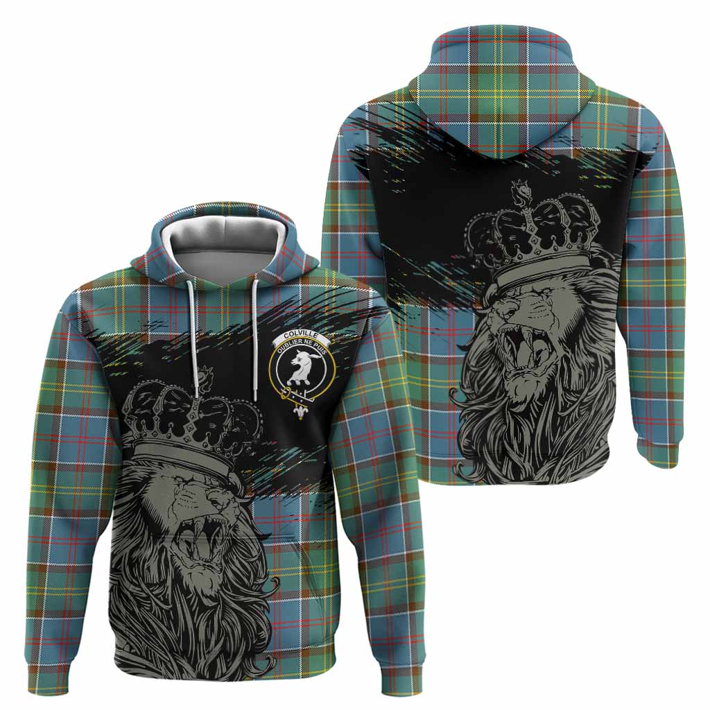Colville Tartan Crest Hoodie Crowned Lion Heritage Style