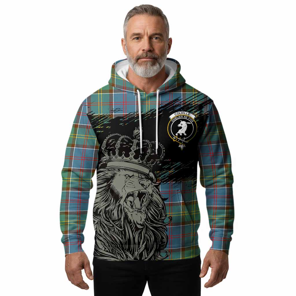 Colville Tartan Crest Hoodie Crowned Lion Heritage Style