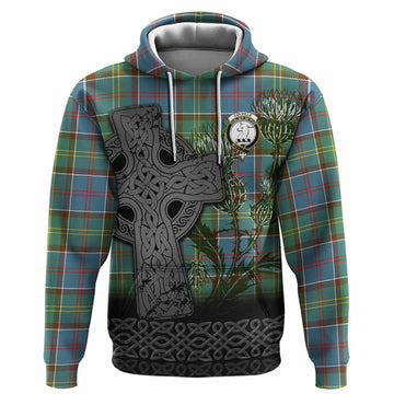 Colville Tartan Crest Hoodie Grunge Celtic Cross Scottish Thistle