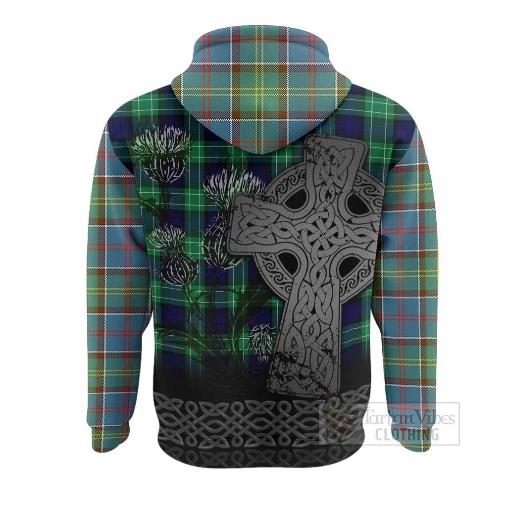 Colville Tartan Crest Hoodie Grunge Celtic Cross Scottish Thistle