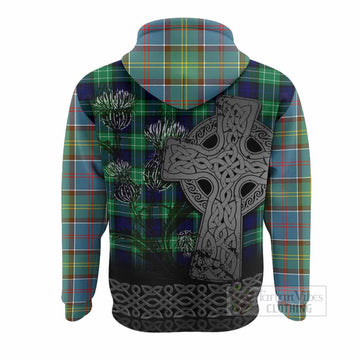 Colville Tartan Crest Hoodie Grunge Celtic Cross Scottish Thistle