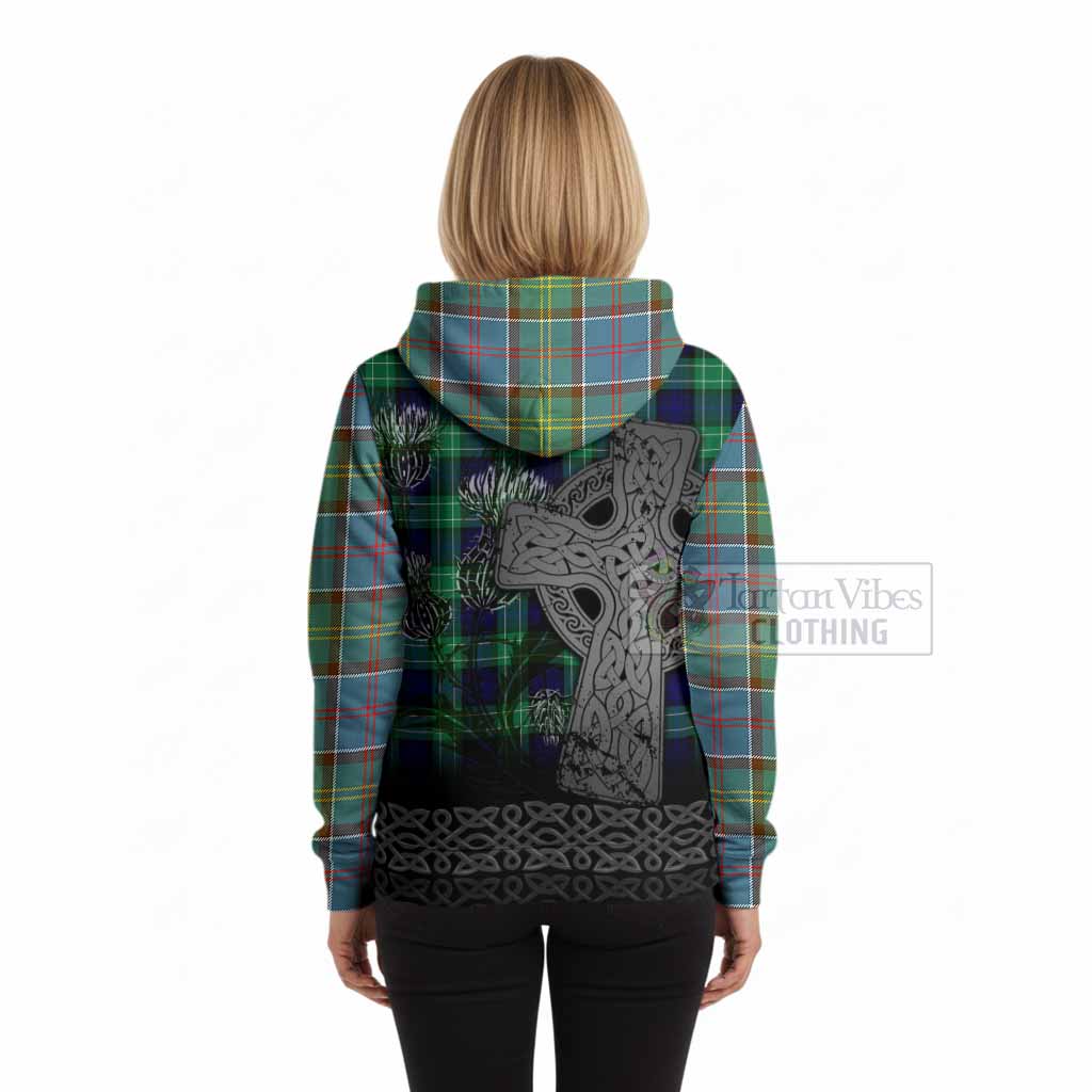 Colville Tartan Crest Hoodie Grunge Celtic Cross Scottish Thistle