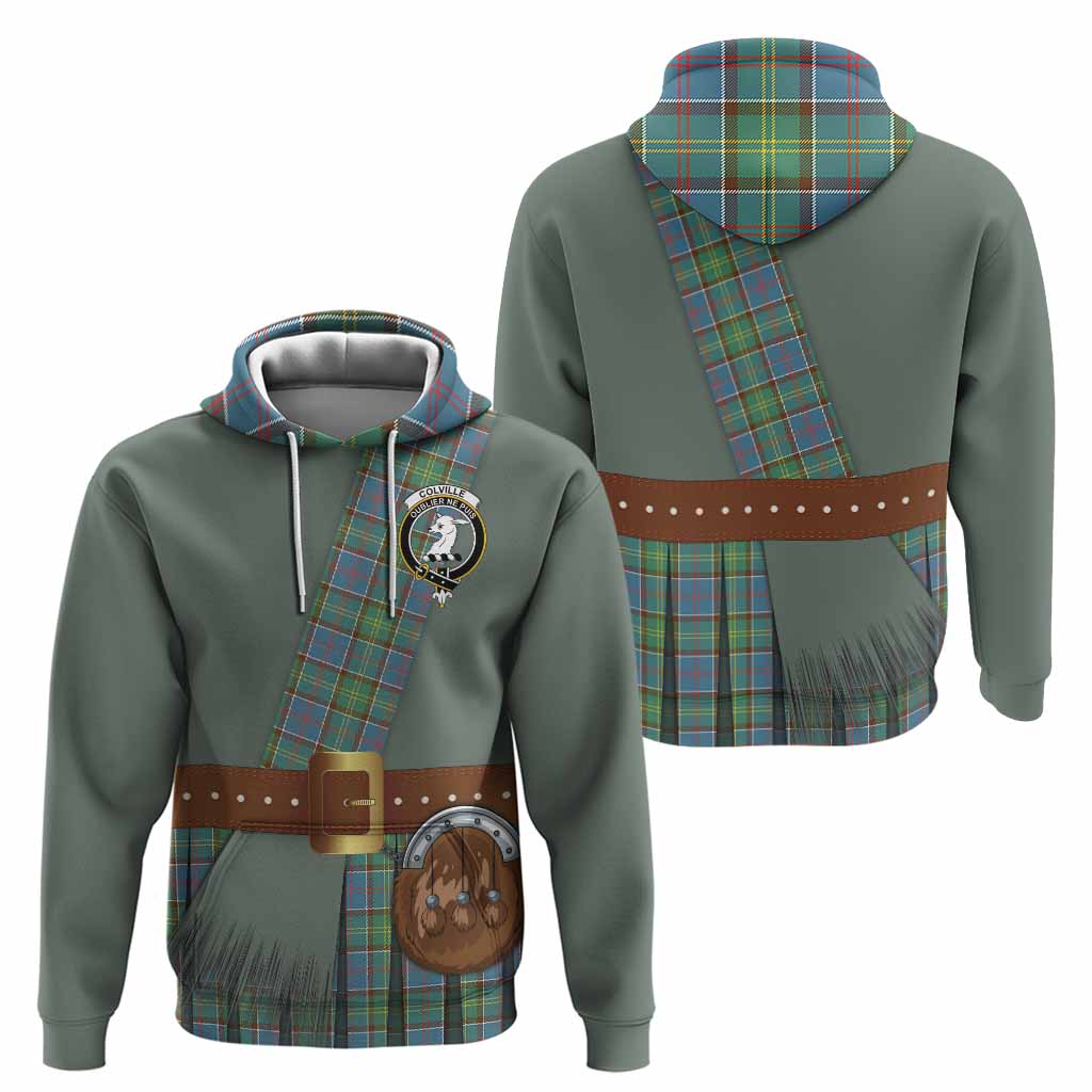 Colville Tartan Crest Hoodie Kilt Costume Style