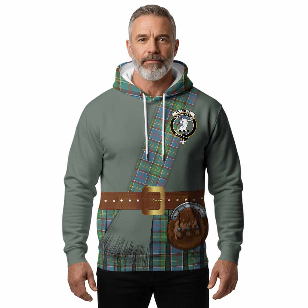 Colville Tartan Crest Hoodie Kilt Costume Style
