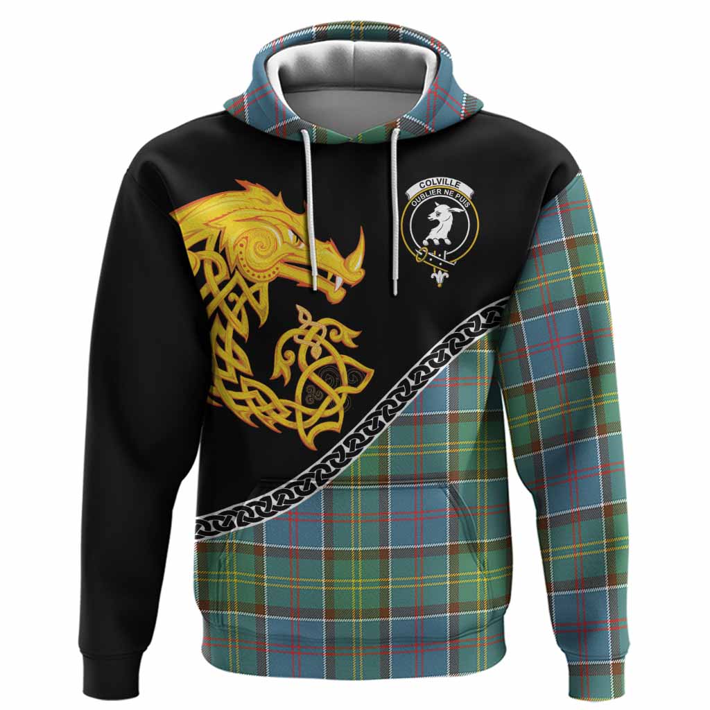 Colville Tartan Crest Hoodie Legendary Dragon Knot Half Style